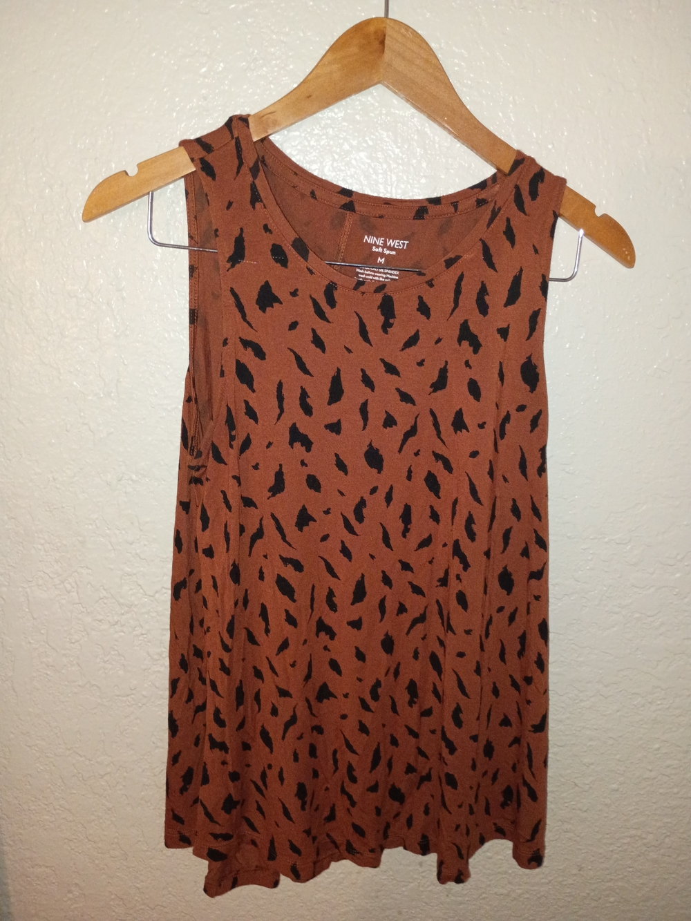 Nine West Rust Brown & Black Printed Tank Top